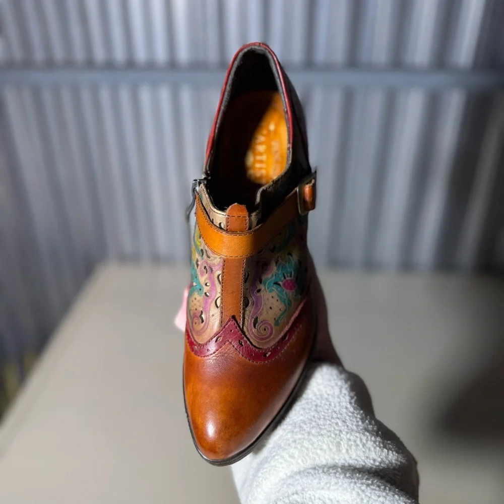 L'Artiste Spring Step 8.5 / 39 Leather Heels, New Without Box, Boho, French - Picture 9 of 11